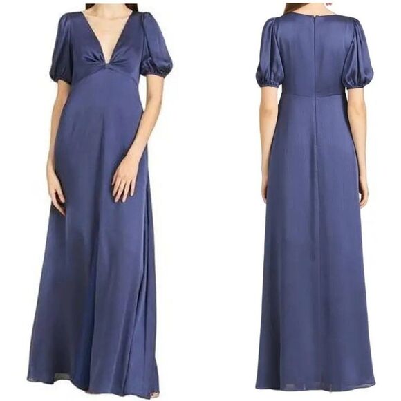 NWT Sachin + Babi Alli gown with puff sleeves in Cobalt blue women's size 8 - Picture 1 of 13